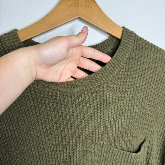 Madewell Thompson Pocket Pullover Sweater in Heather Elm Green Knit Sweater - Picture 10 of 13
